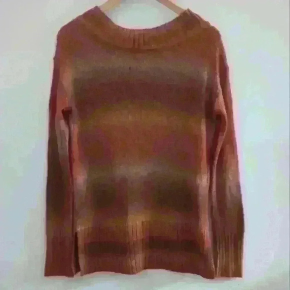 🌴2/$25🌴A.N.A | Women's Rust Combo V-Neck Fuzzy Block Chain Sweater - Picture 4 of 4